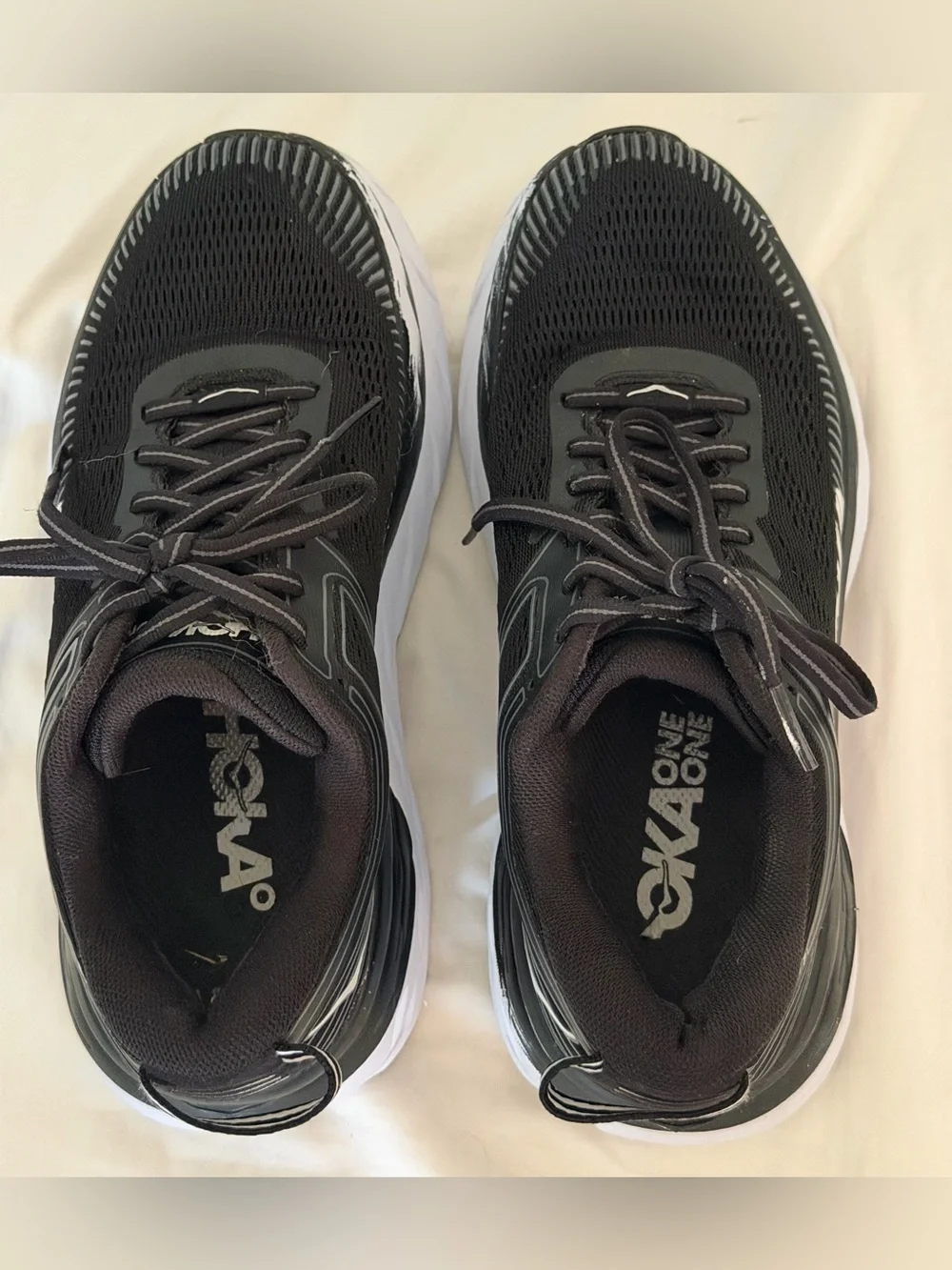 Hoka Women's Black and White Athletic Running Shoes
